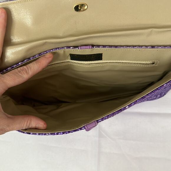 HILF Originals Vintage Retro Purple Weave Shoulder Bag Gold Chain Strap - Picture 6 of 11